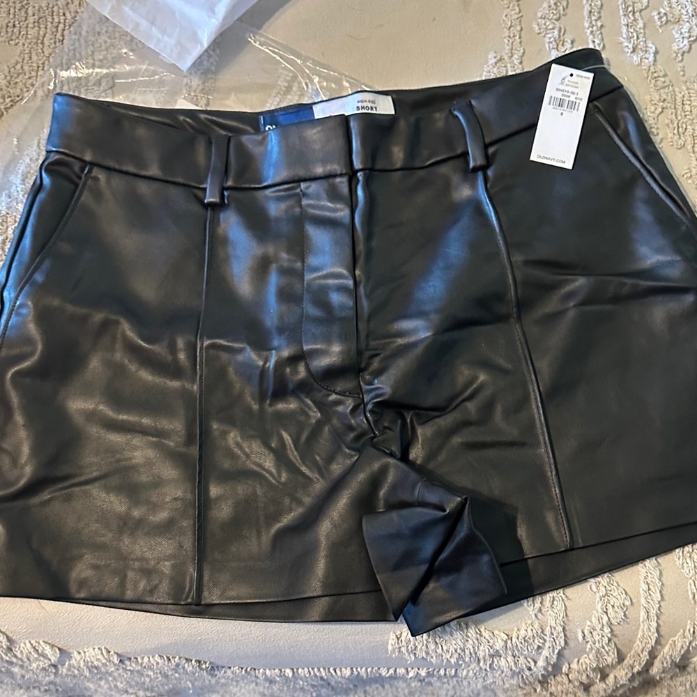Old Navy Black Faux Leather Bermuda Shorts